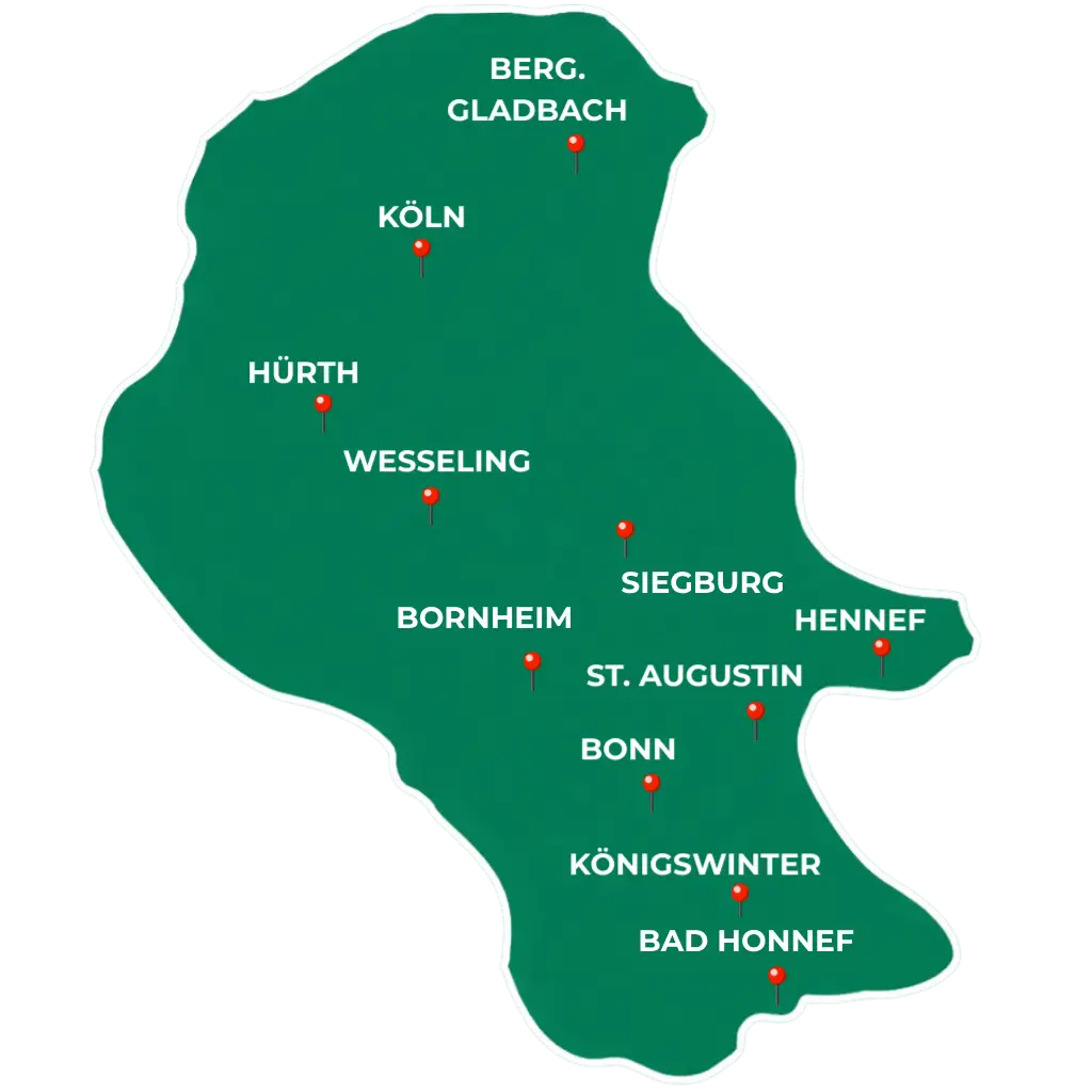 Karte Liefergebiet Rhein Sieg Kreis